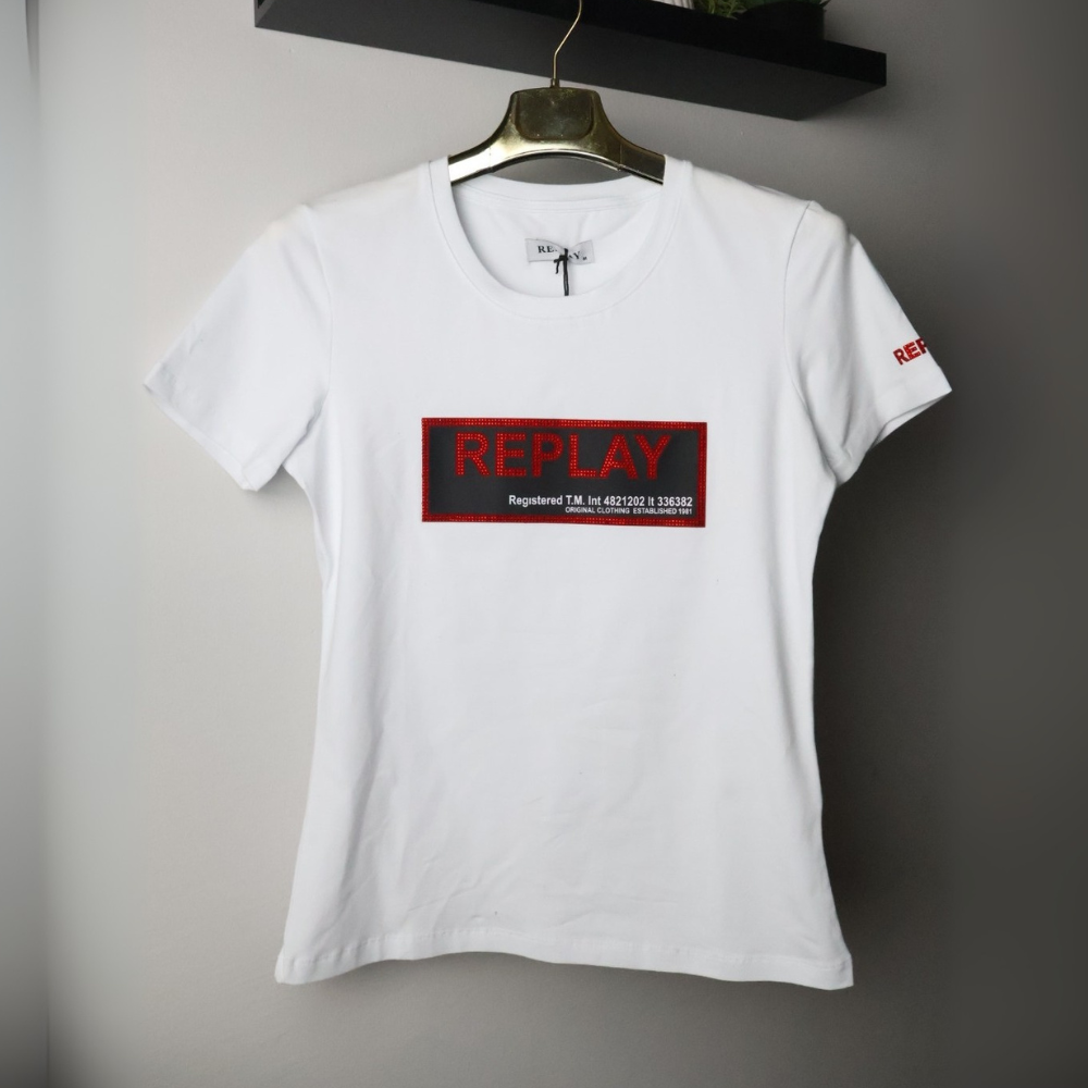 Replay majica / White / Red and black logo