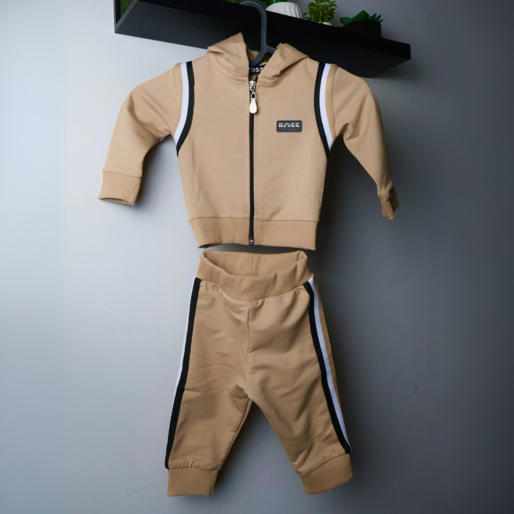 Komplet Boss /  light brown / black and white stripes / Kids