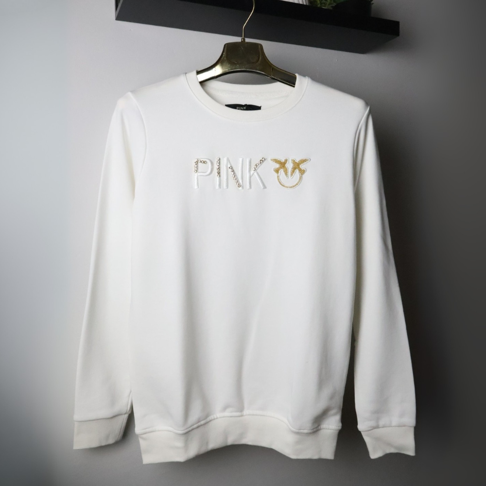 Pink majica dugih rukava / White / Gold Logo