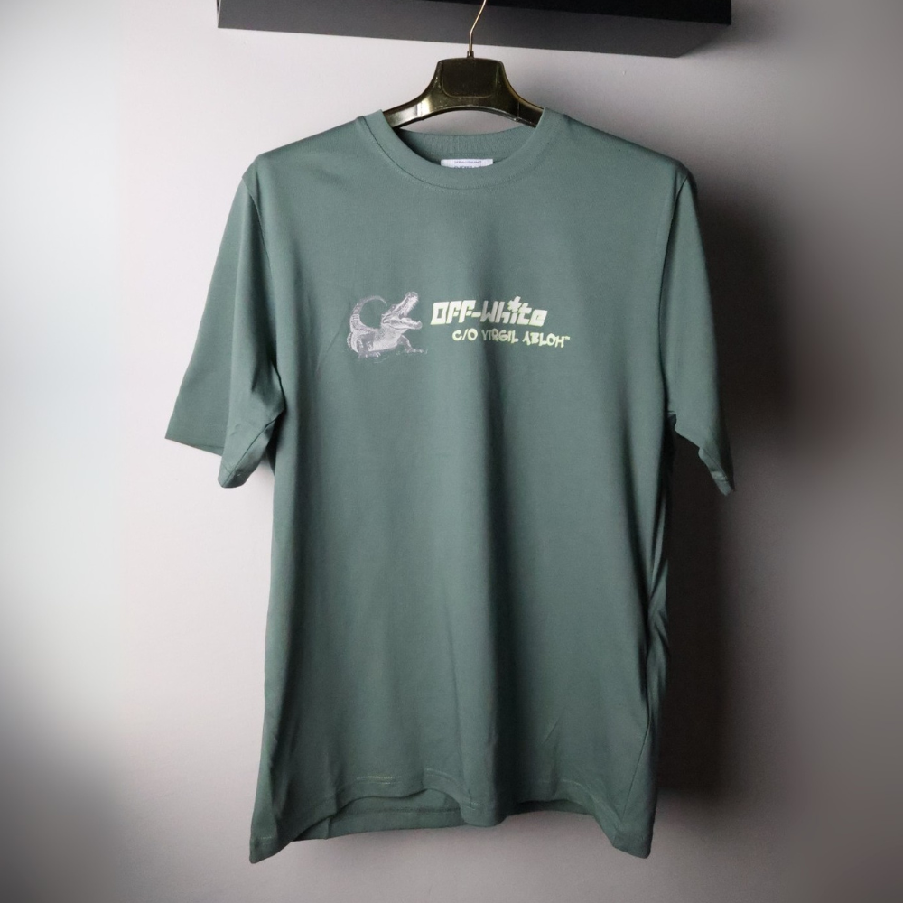 Majica Off-White kratki rukav olive green