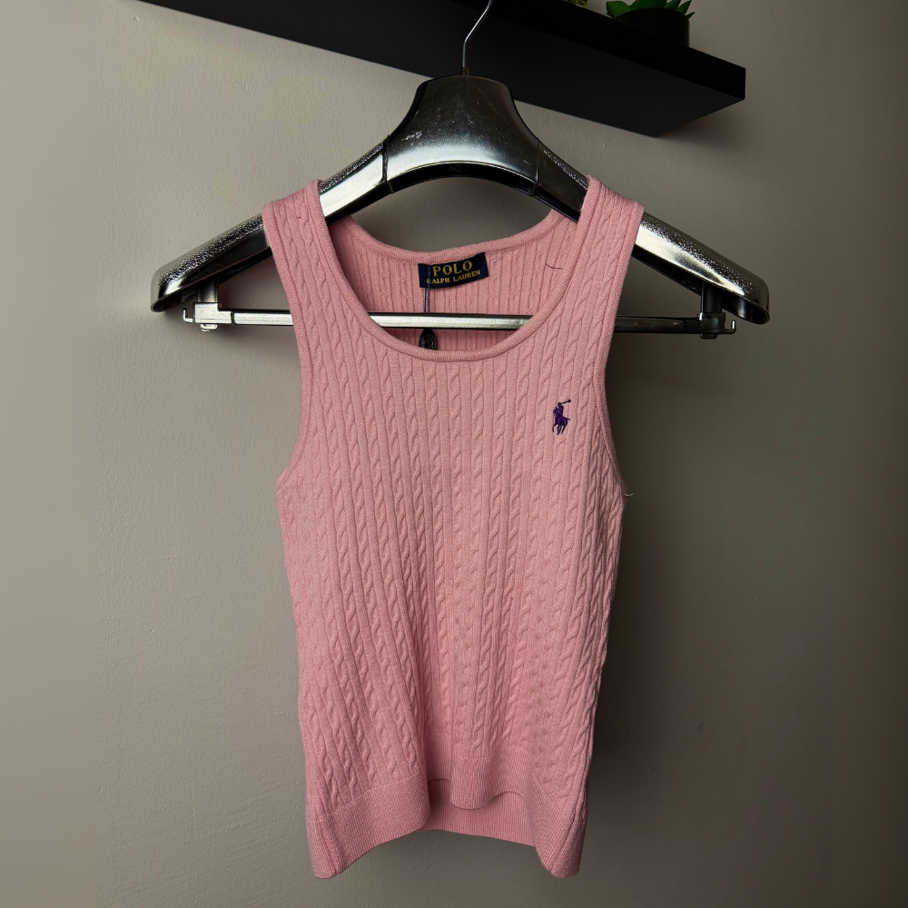 Majica Polo Ralph Lauren bez rukava, pletena, svijetlo roza
