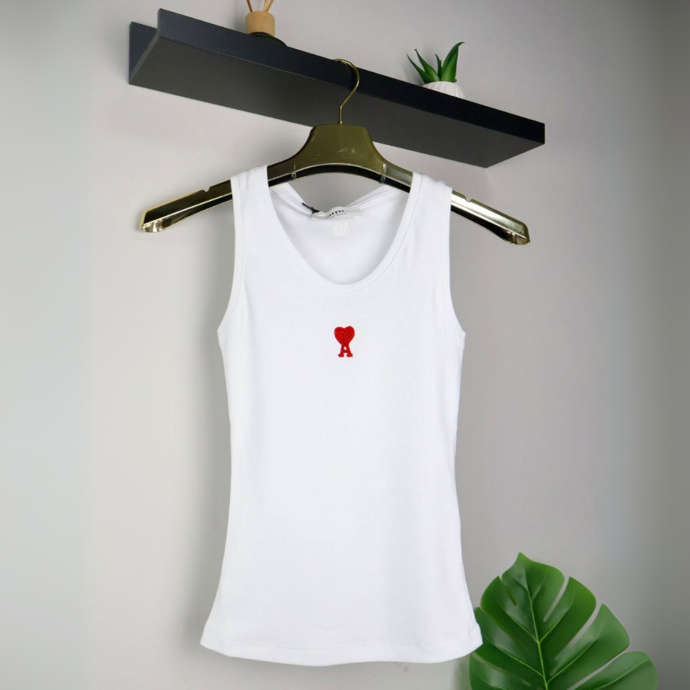 Ami majica bez rukava / White / Red Logo