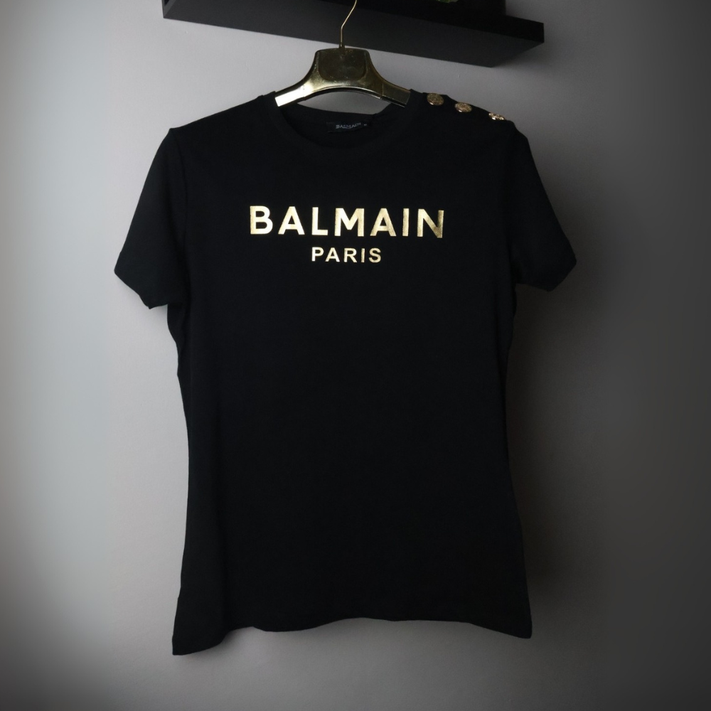 Balmain majica / Black / Gold logo