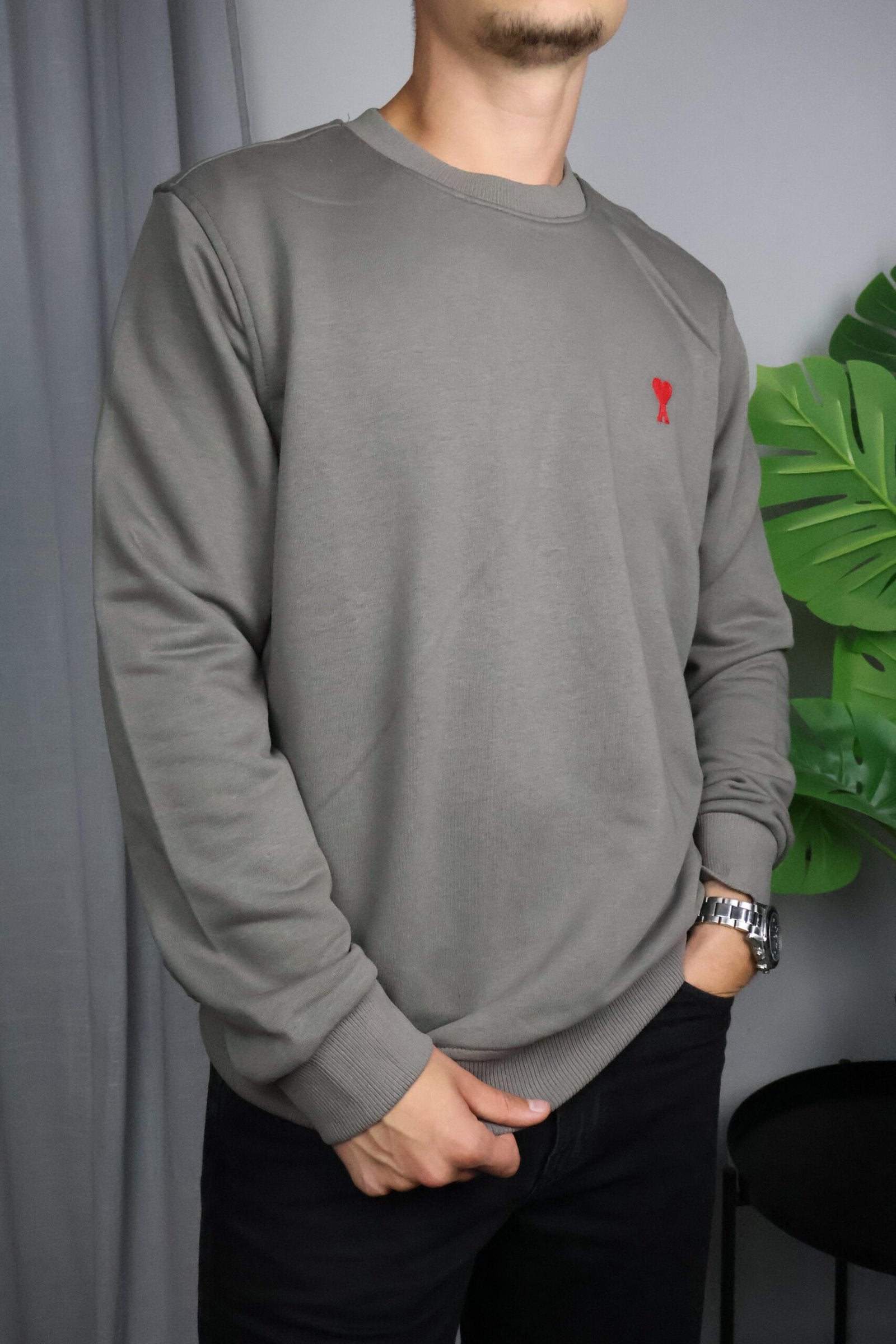 Ami Majica dugih rukava "Siva"