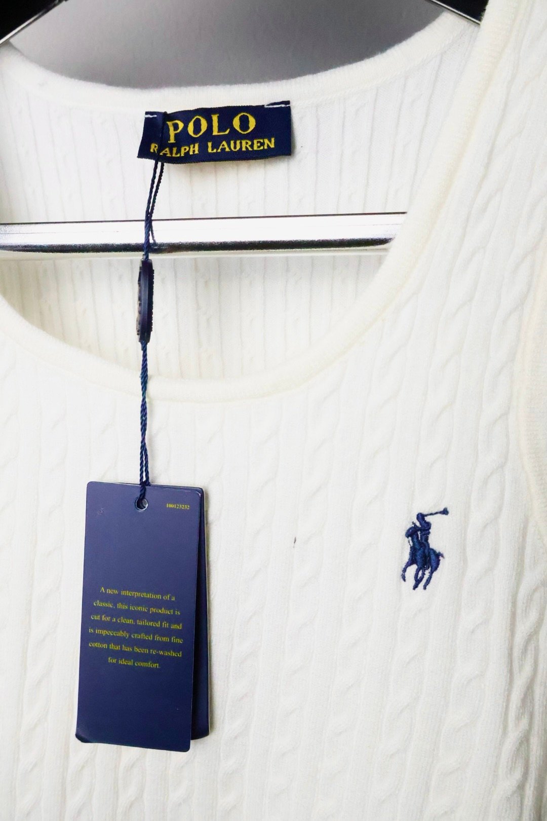 Majica Polo Ralph Lauren bez rukava, pletena, bijela