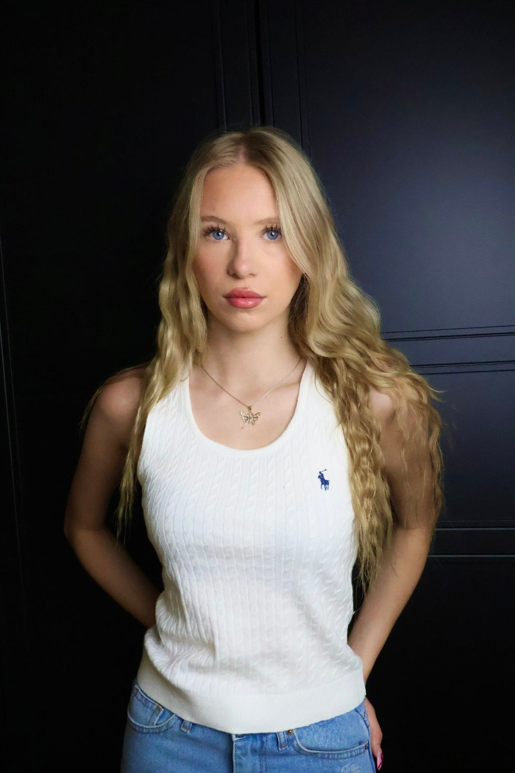 Majica Polo Ralph Lauren bez rukava, pletena, bijela