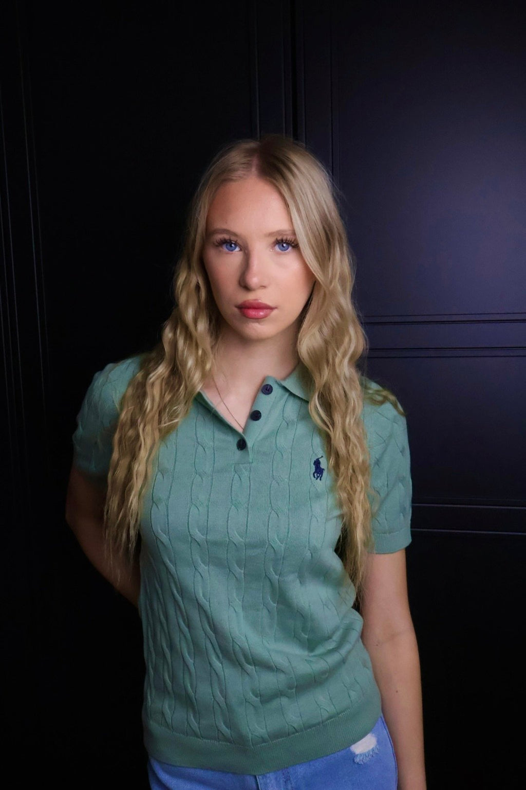 Ralph Lauren majica / Dark green / collar / woolen