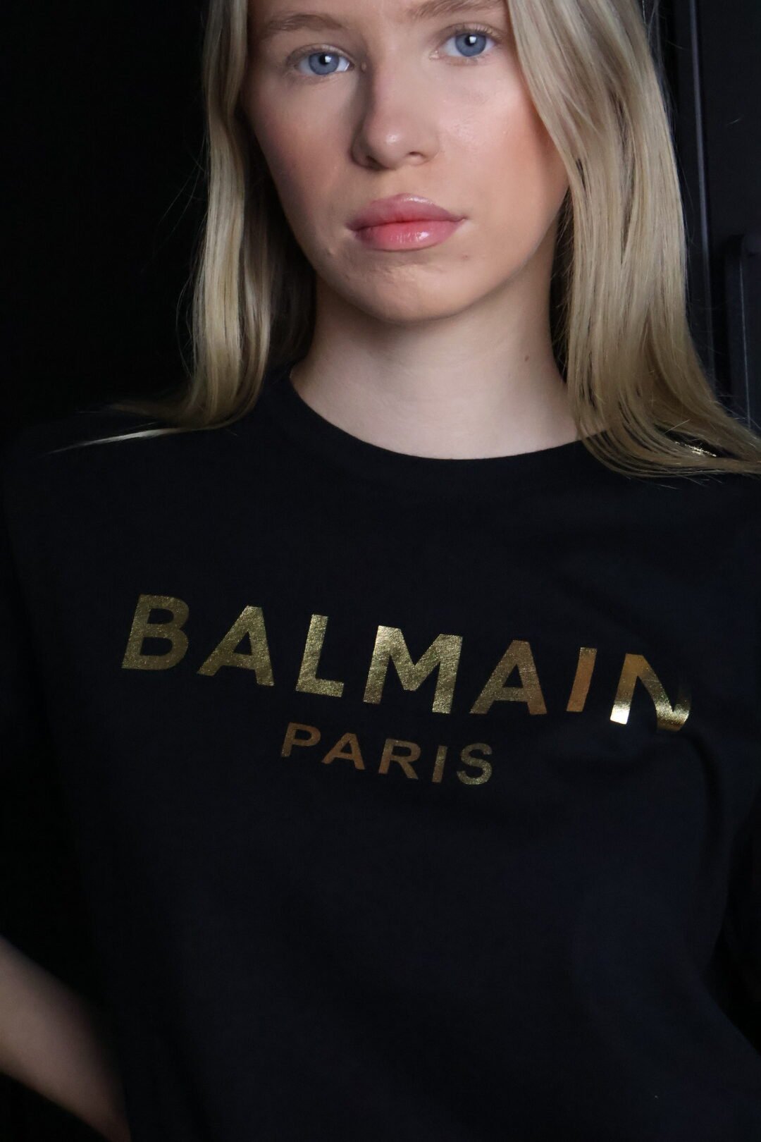 Balmain majica / Black / Gold logo