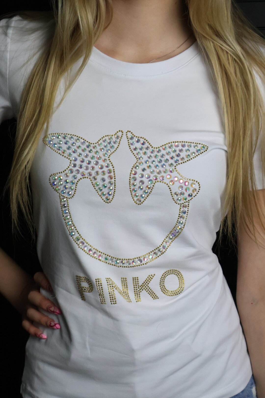 Pinko majica / White / Gold logo