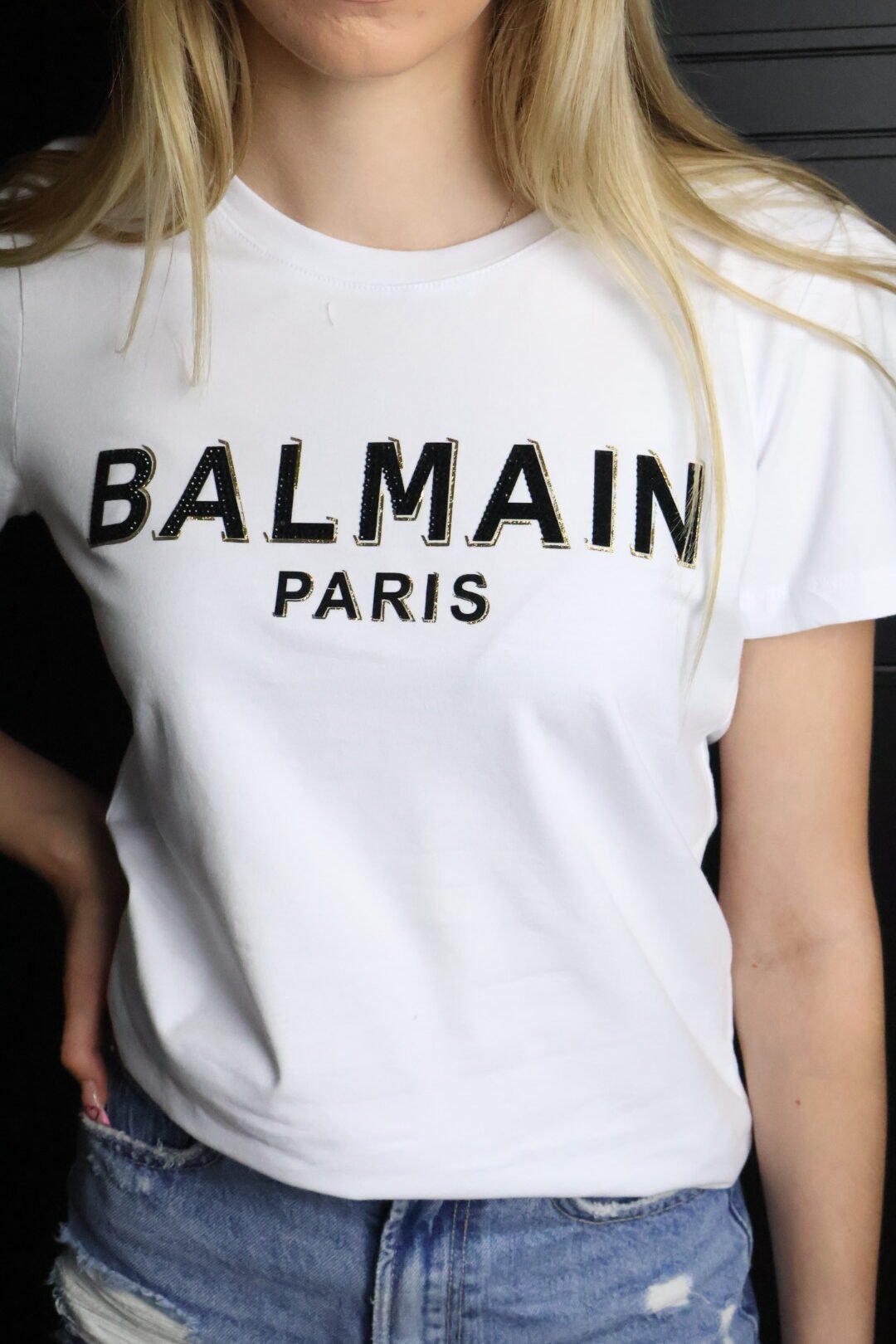 Balmain majica / White / Gold logo
