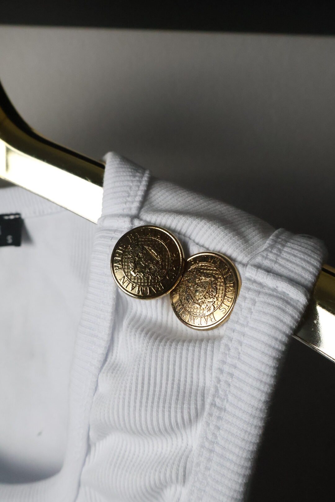 Balmain majica bez rukava / White / Gold Logo