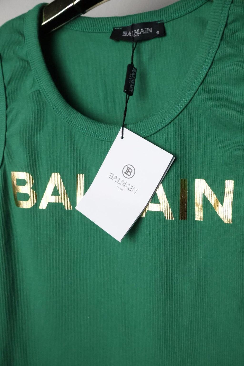 Balmain majica bez rukava / Green / Gold Logo