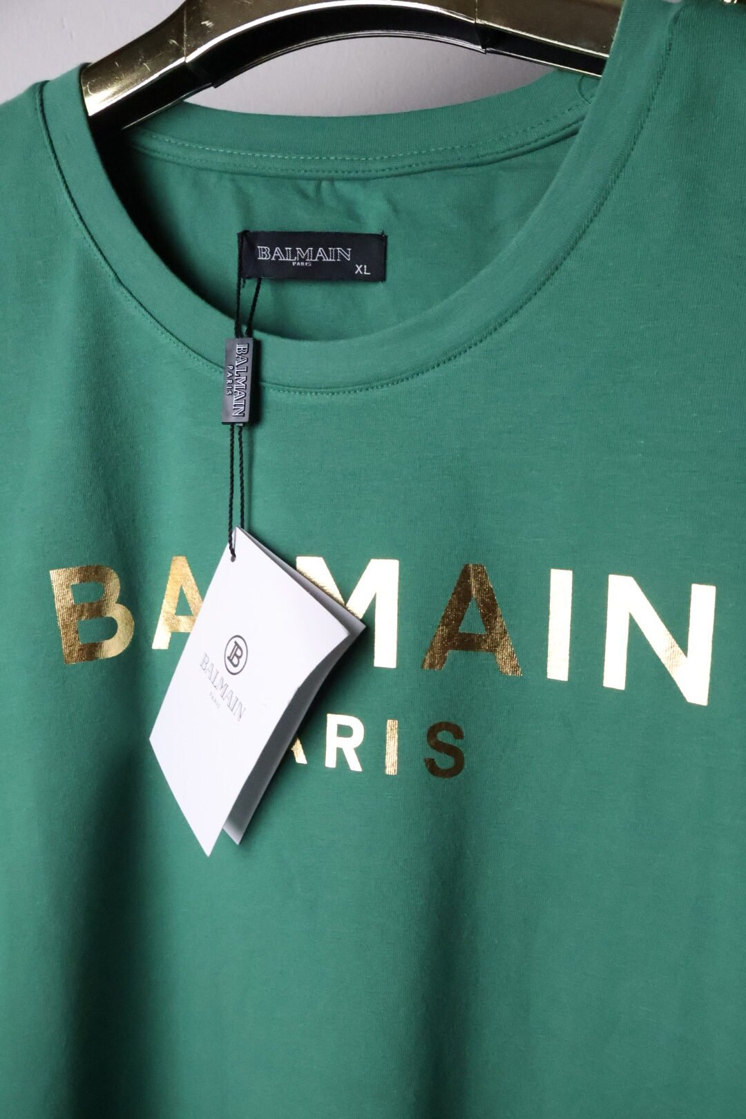 Balmain majica / Green/ Gold logo