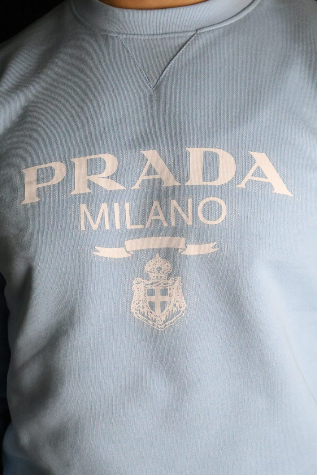 Majica Prada svijetloplava dugi rukavi