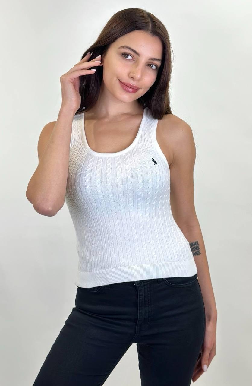 Majica Polo Ralph Lauren bez rukava, pletena, bijela