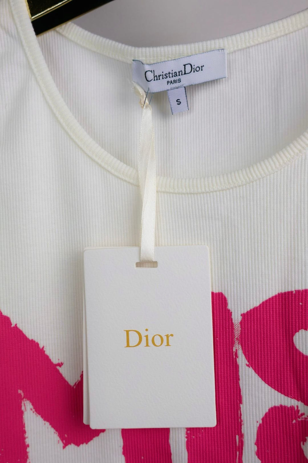 Dior majica bez rukava / White / Pink "Miss Dior" Logo