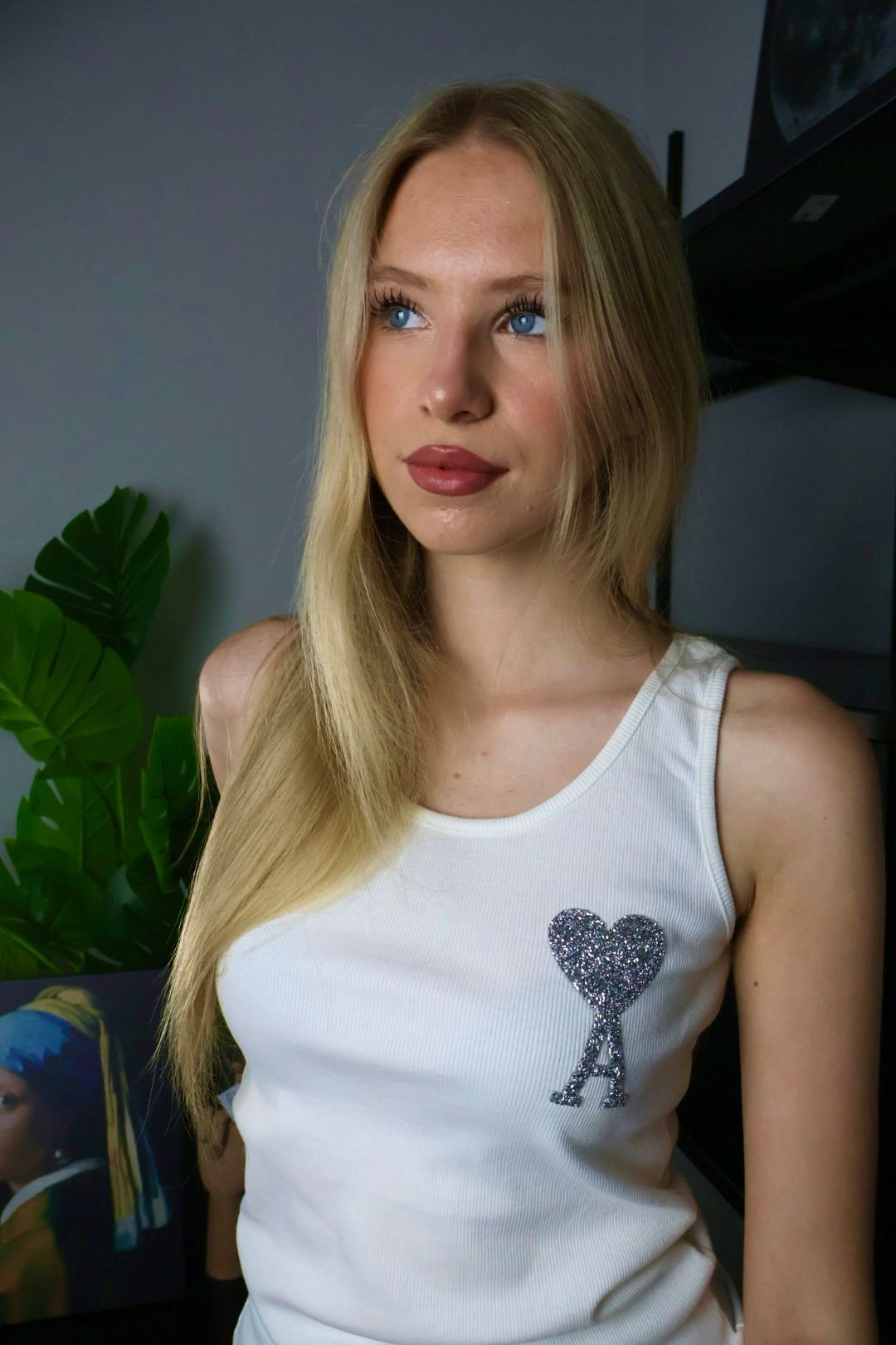 Ami majica bez rukava / White / Silver Glittery Logo