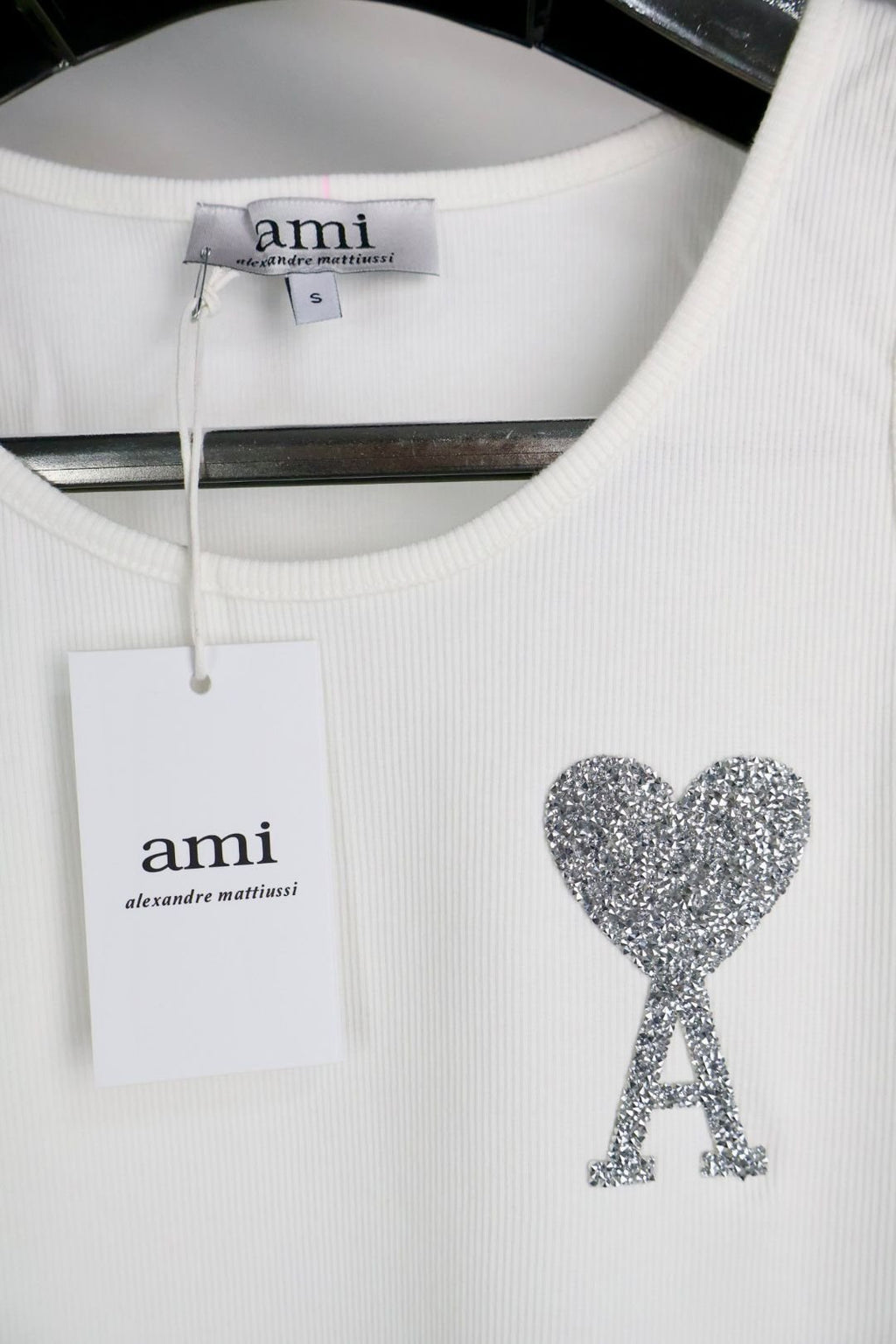 Ami majica bez rukava / White / Silver Glittery Logo