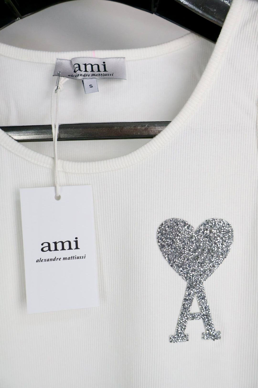 Ami majica bez rukava / White / Silver Glittery Logo