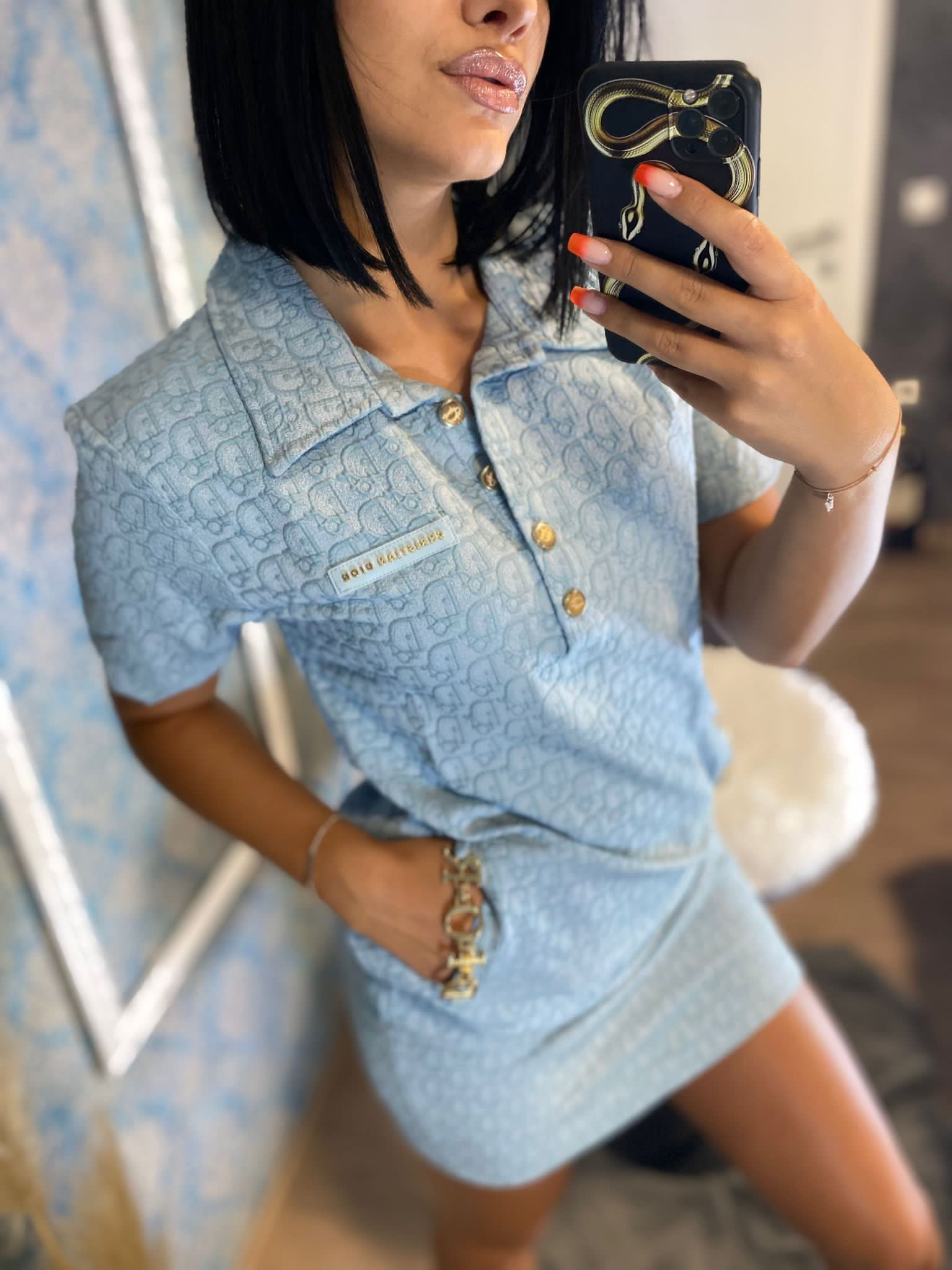 Haljina Christian Dior "Blue - Golden logo"