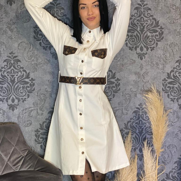 Haljina Louis Vuitton Paris "White, Brown" + Remen Gratis